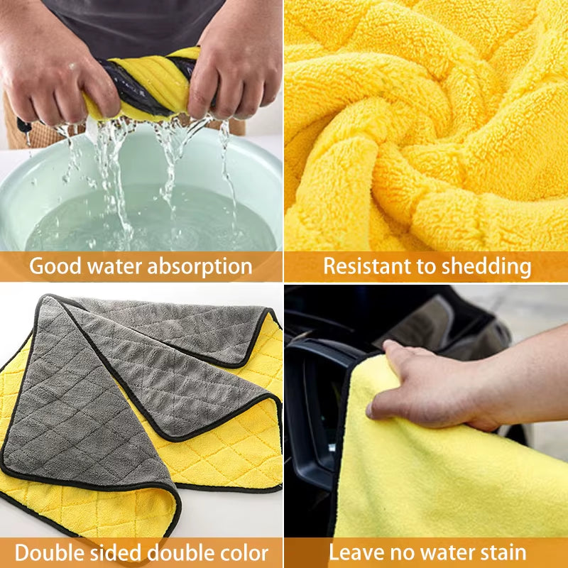 SEAMETAL Ultra Soft 40x40 cm Microfiber Car Wash Towel - 800 GSM Absorbent Cleaning and Drying Cloth with Hemmed Edges