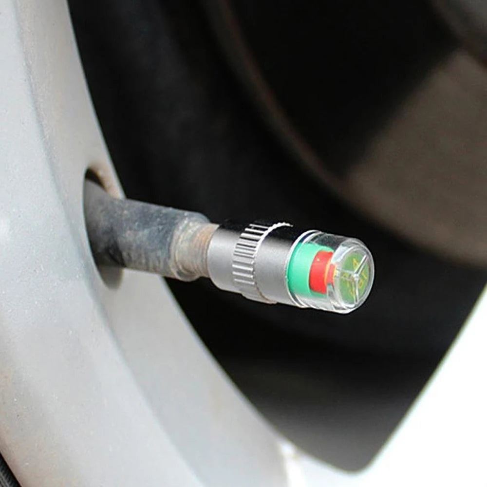 Tire Pressure Monitoring System - 4-Piece Set of Valve Cap Gauges for Enhanced Vehicle Safety