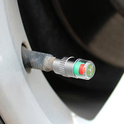 Tire Pressure Monitoring System - 4-Piece Set of Valve Cap Gauges for Enhanced Vehicle Safety