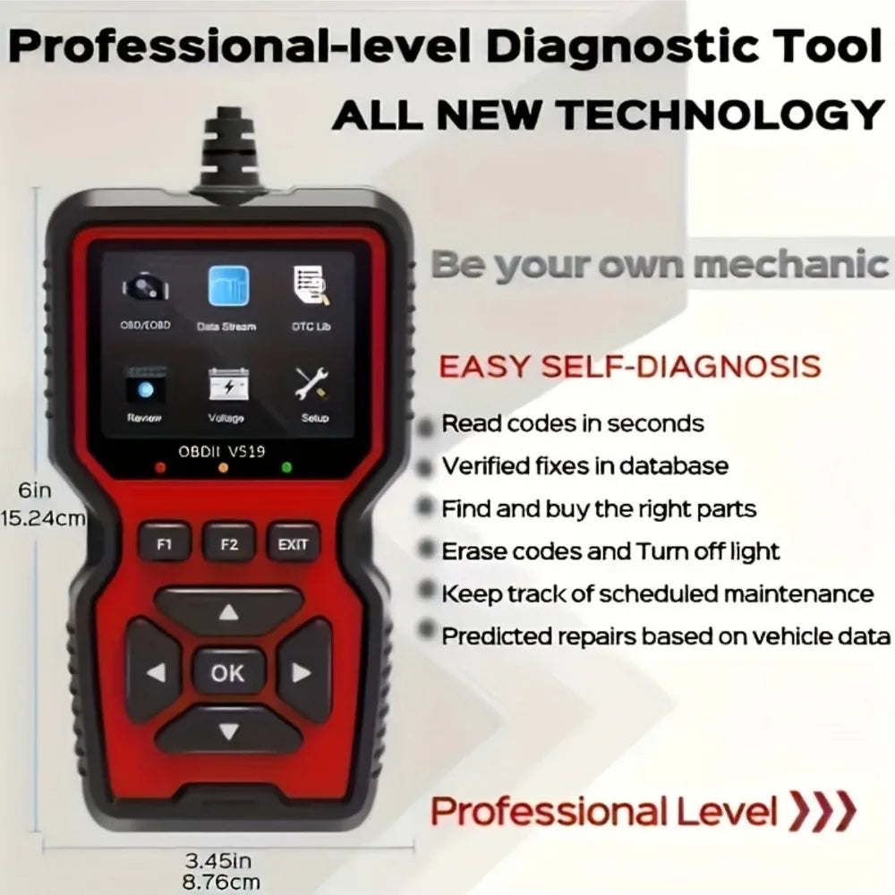 Revora AutoScan V519 - Professional OBD2 Car Diagnostic Scanner