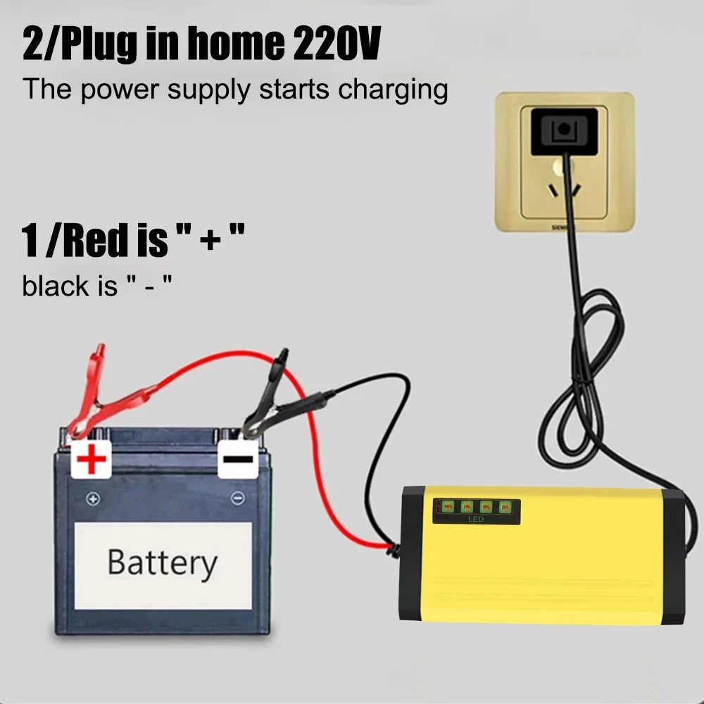 12V Smart Car Battery Charger with Pulse Repair Technology
