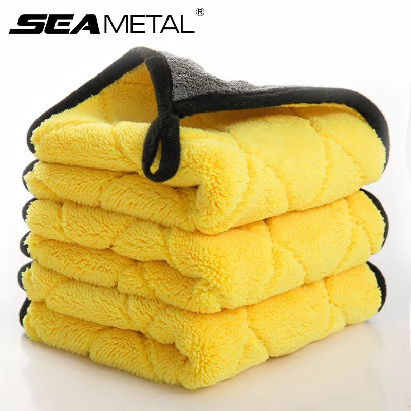 SEAMETAL Ultra Soft 40x40 cm Microfiber Car Wash Towel - 800 GSM Absorbent Cleaning and Drying Cloth with Hemmed Edges