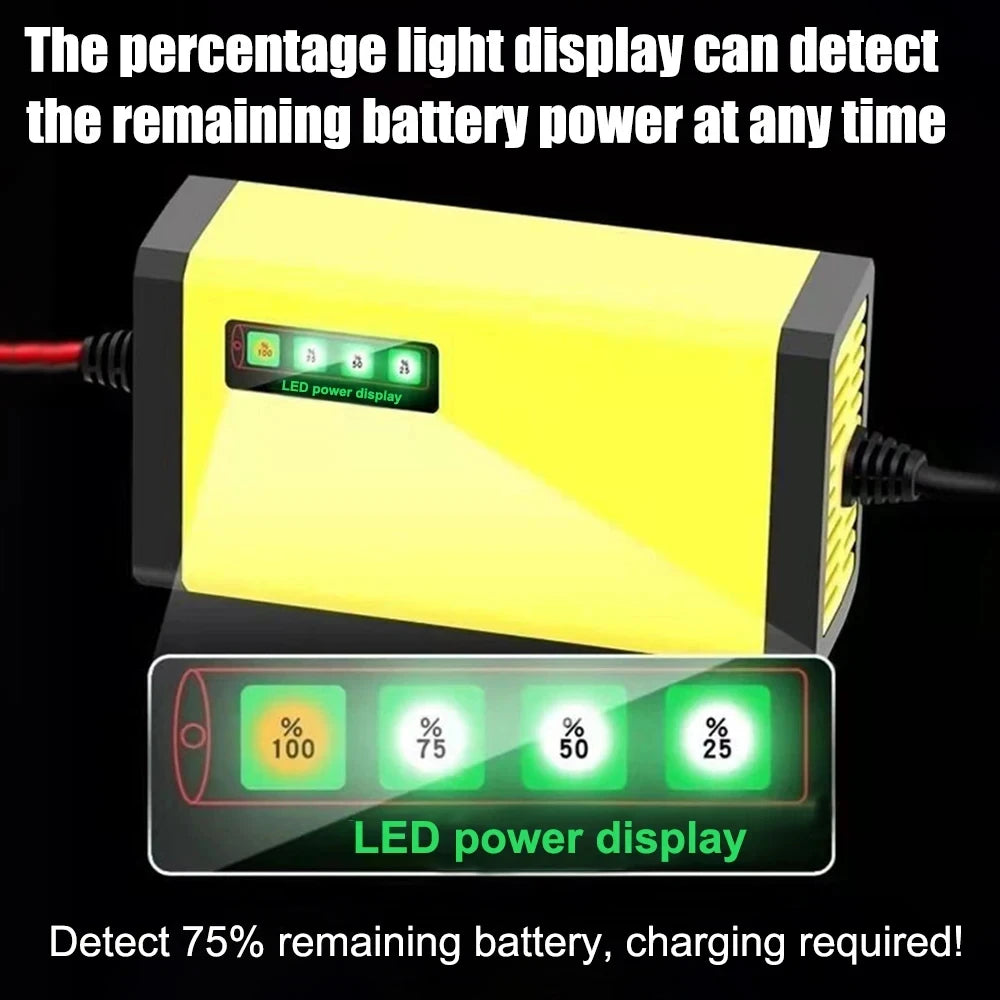 12V Smart Car Battery Charger with Pulse Repair Technology
