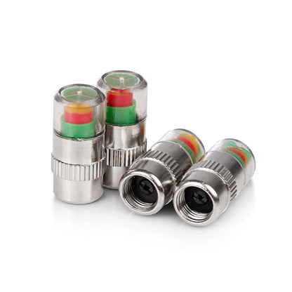 Tire Pressure Monitoring System - 4-Piece Set of Valve Cap Gauges for Enhanced Vehicle Safety