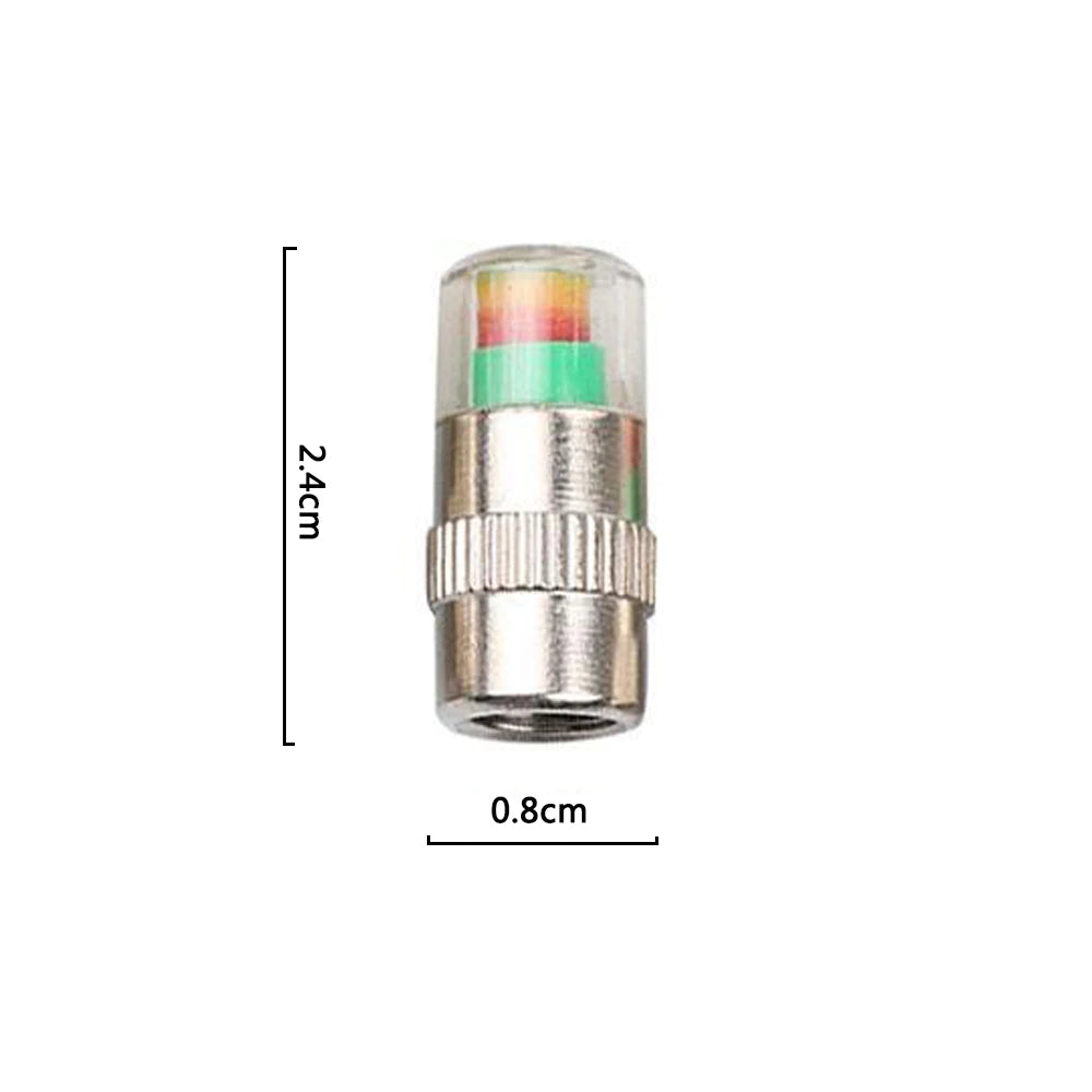Tire Pressure Monitoring System - 4-Piece Set of Valve Cap Gauges for Enhanced Vehicle Safety